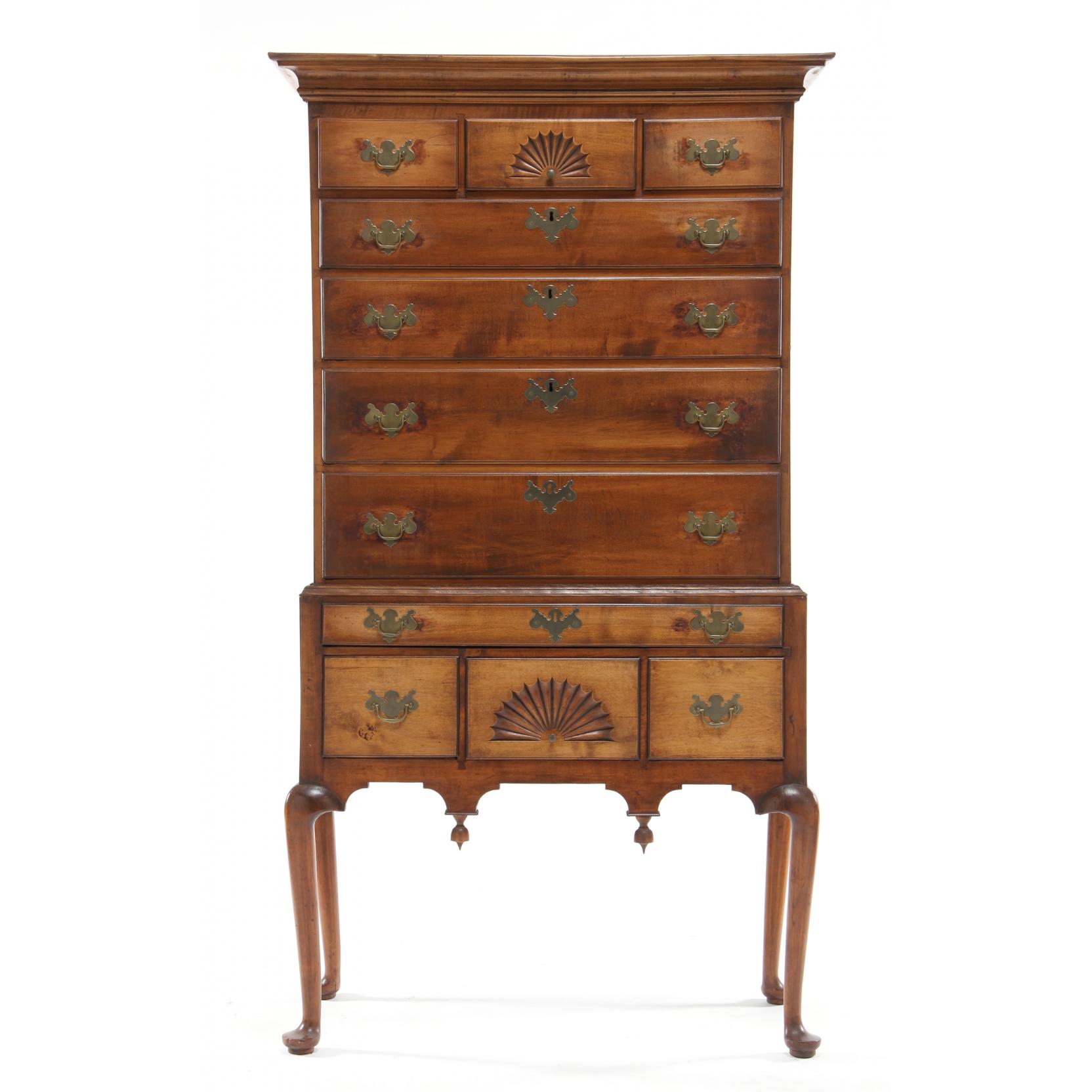 Appraisal: New England Queen Anne Highboy th century maple white pine