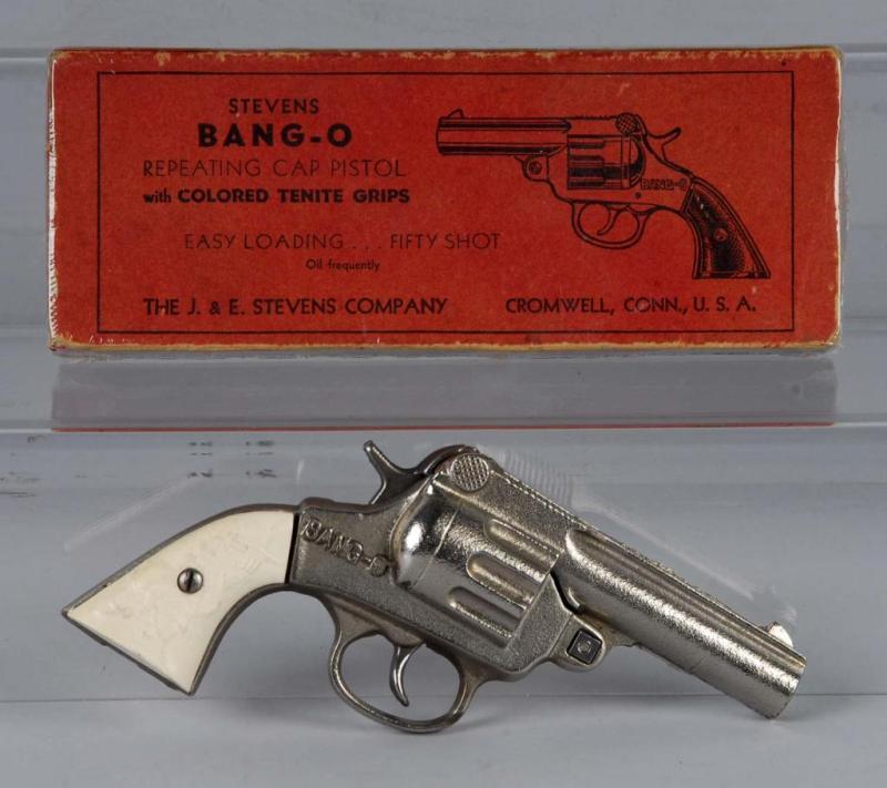 Appraisal: Cast Iron Stevens Bang-O Cap Gun Description Includes box Toy