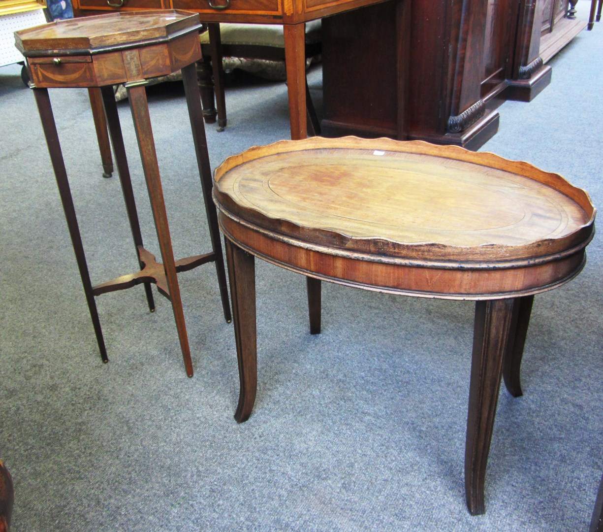 Appraisal: A George III marquetry inlaid mahogany octagonal stand with candle