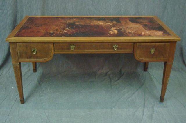 Appraisal: th Cent Leather Top Kneehole Desk Top as is From