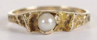 Appraisal: kt Pearl Ring Bjorn Weckstrom textured one pearl approx mm