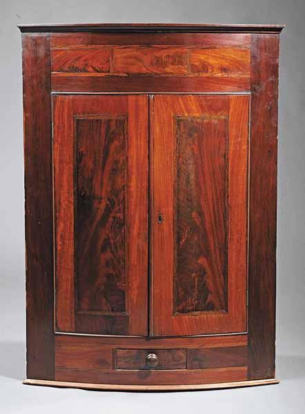 Appraisal: A George III Inlaid Mahogany Hanging Corner Cabinet early th