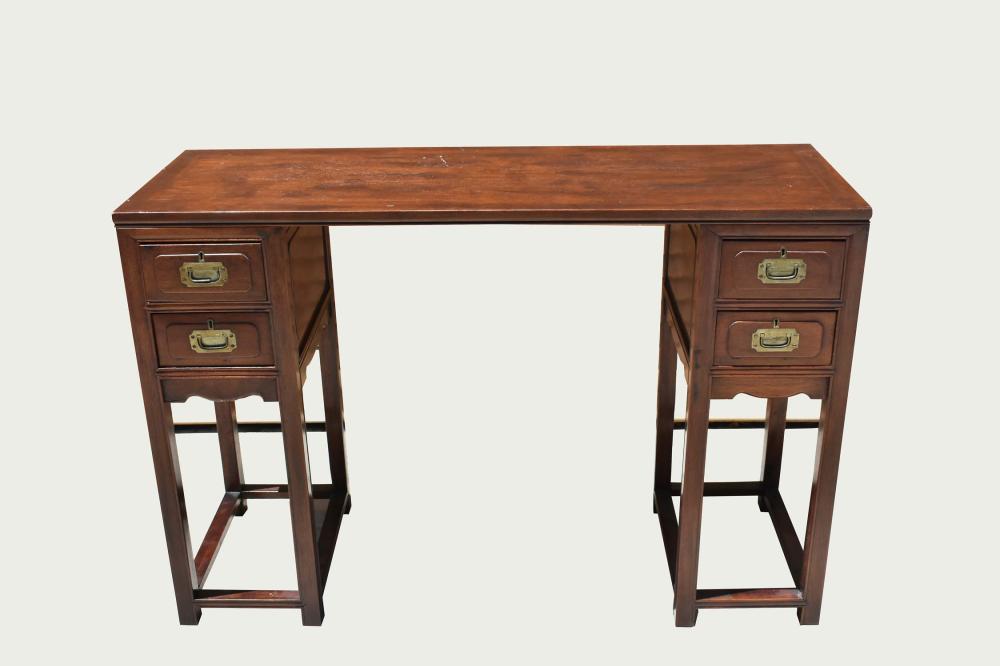 Appraisal: CHINESE HONG-MU WRITING DESKThe rectangular top set upon two pedestal