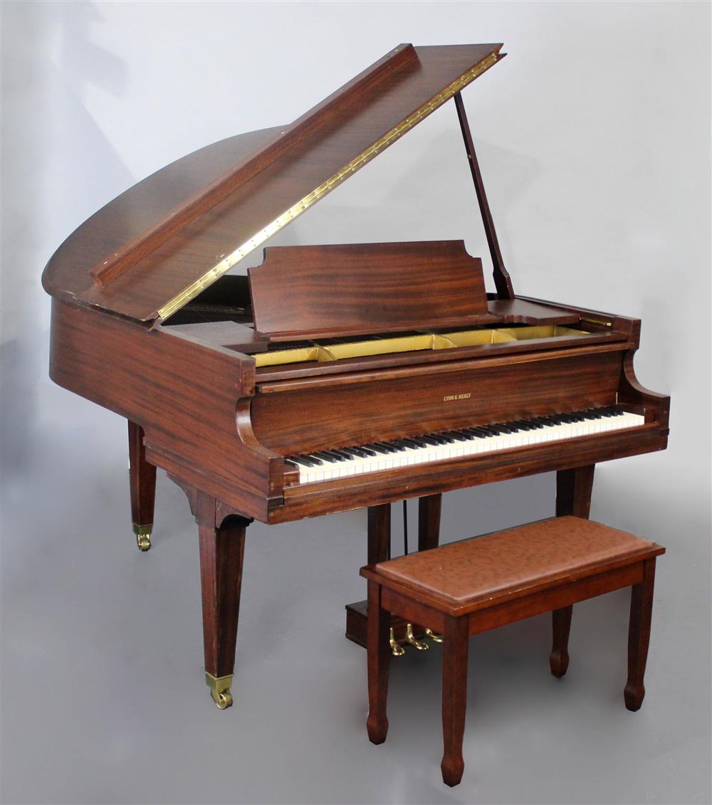 Appraisal: LYON HEALY MAHOGANY BABY GRAND PIANO of typical form with