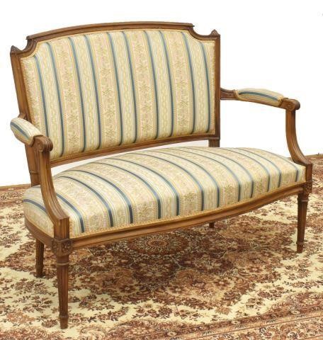 Appraisal: French Louis XVI style walnut salon sofa early th c