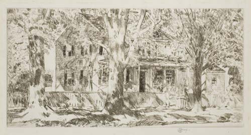 Appraisal: CHILDE HASSAM House on Main Street Easthampton Etching x mm