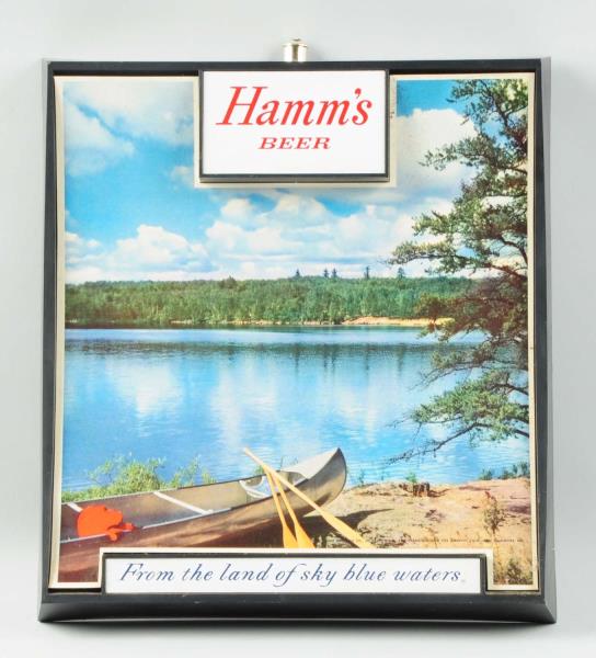 Appraisal: Hamm's Beer Plastic Sign This s era sign depicts a