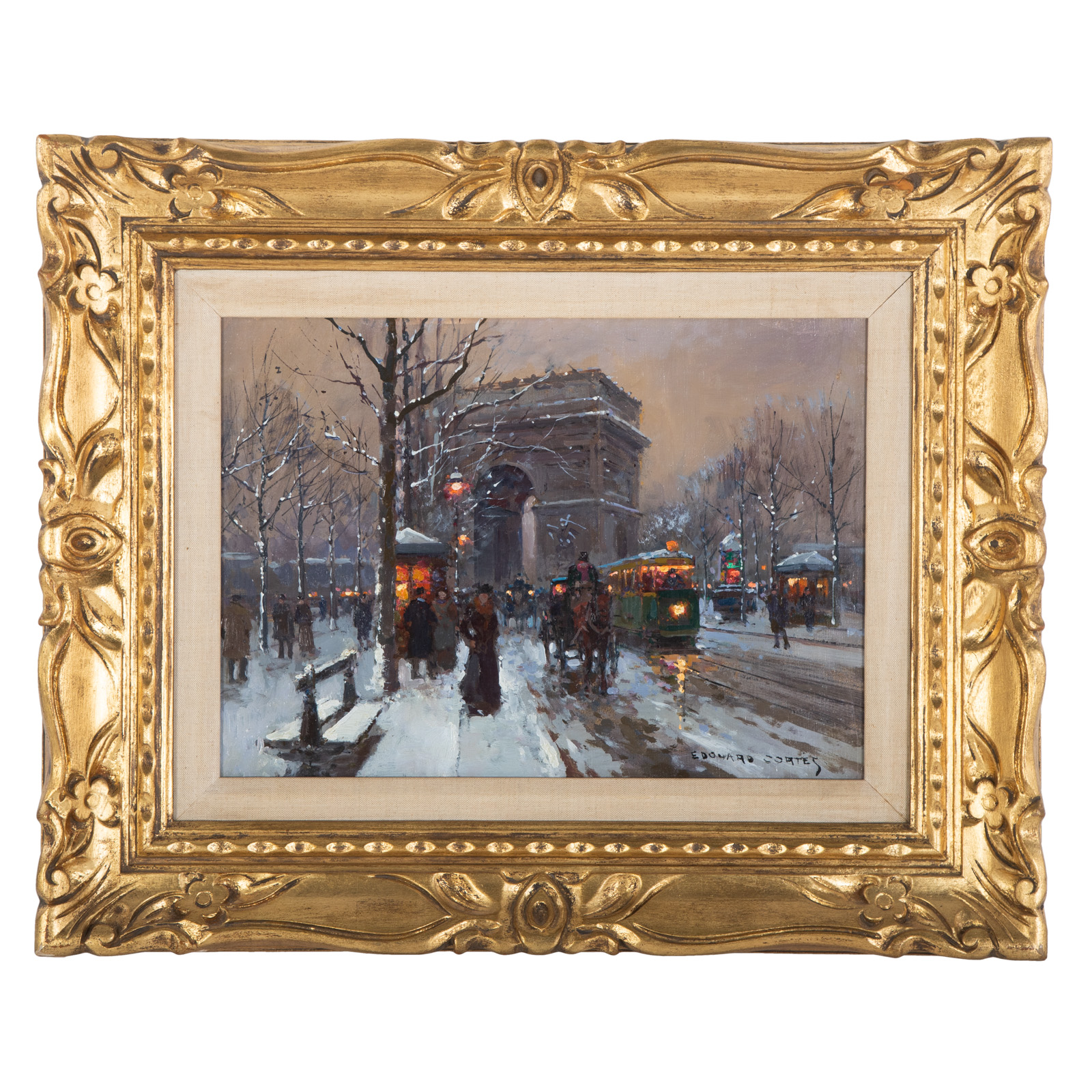 Appraisal: EDOUARD CORTES SNOWY EVENING IN PARIS OIL French - Oil