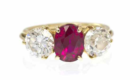 Appraisal: An Edwardian Karat Yellow Gold Ruby and Diamond Ring Circa