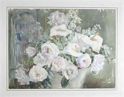 Appraisal: A Sterndale Bennett Exh - Still life of arum lillies