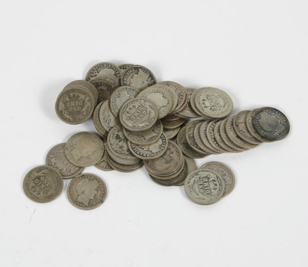 Appraisal: Silver Barber Dimes Mixed Dates