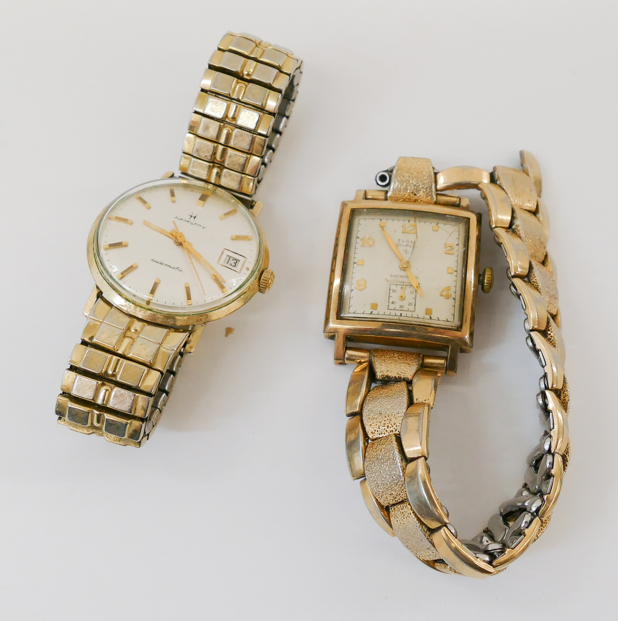 Appraisal: pc Vintage Men's Gold-filled Wrist Watches- Hamilton Elgin