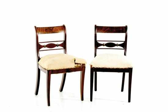 Appraisal: Pair Federal style inlaid mahogany side chairs last half th