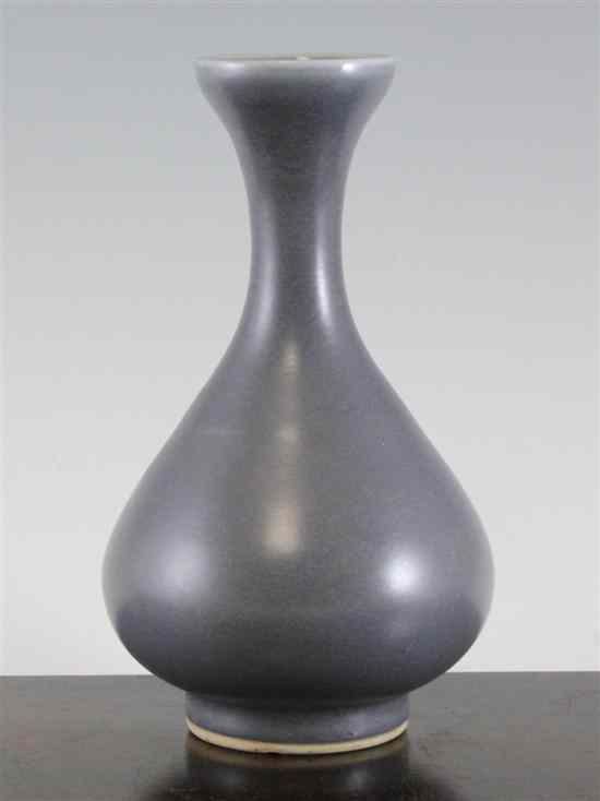 Appraisal: A Chinese Ming style mushroom grey glazed bottle vase six