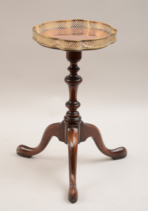 Appraisal: George II Style Mahogany Tripod Stand with Lobed Brass Galleried