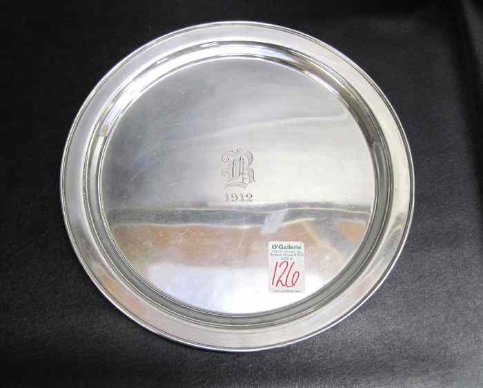 Appraisal: GORHAM ROUND STERLING SILVER TRAY pattern A c Diameter inches