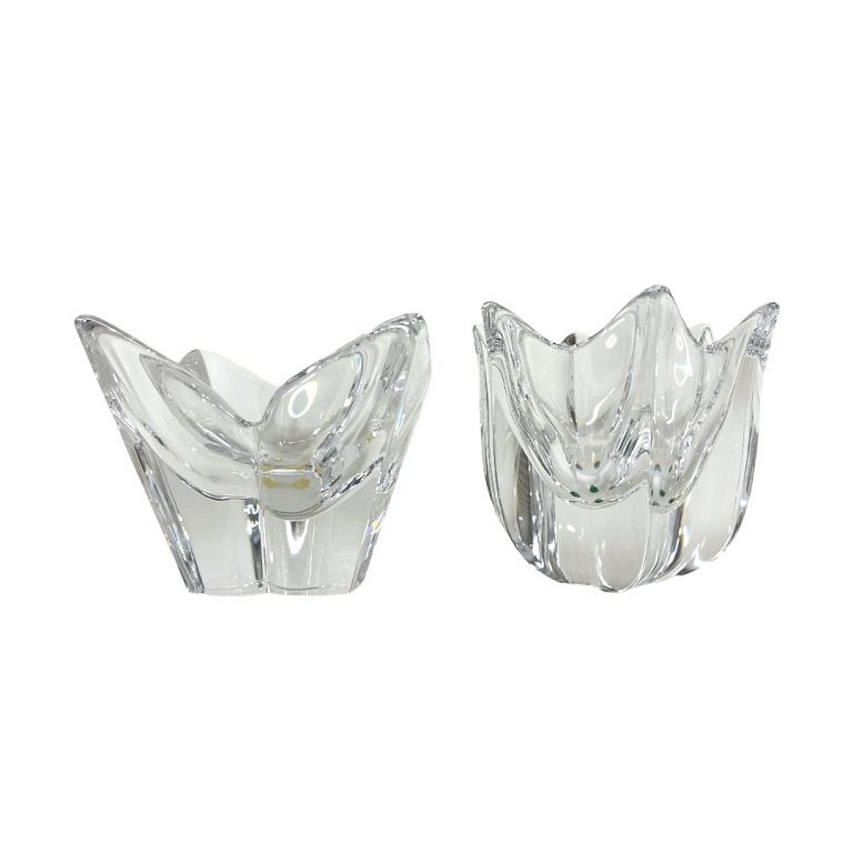 Appraisal: Pair of Orrefors Signature Crystal Dishes Two ruffled clear crystal