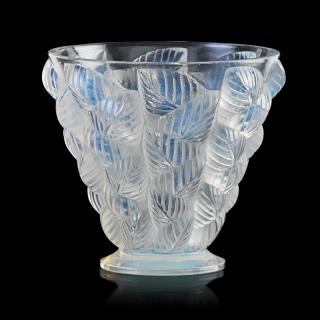 Appraisal: LALIQUE Moissac vase with foot LALIQUE Moissac vase with foot