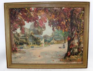 Appraisal: Richard Andrew Chase - oil on Masonite depicting tree lined