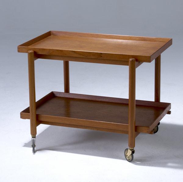 Appraisal: POUL HUNDERAD teak tea cart with removeable lower shelf x