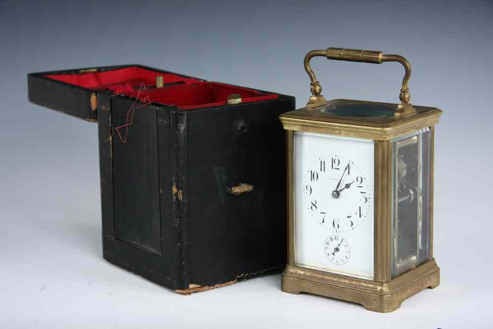 Appraisal: CARRIAGE CLOCK - th c brass carriage clock in original