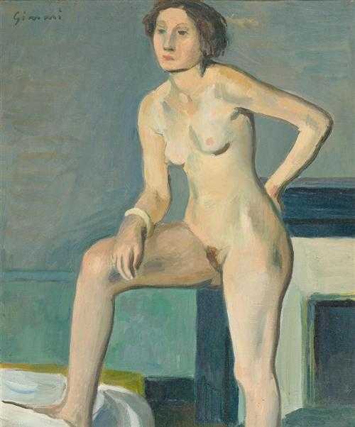 Appraisal: GIMMI WILHELM Zurich - Chexbres Standing female nude Oil on