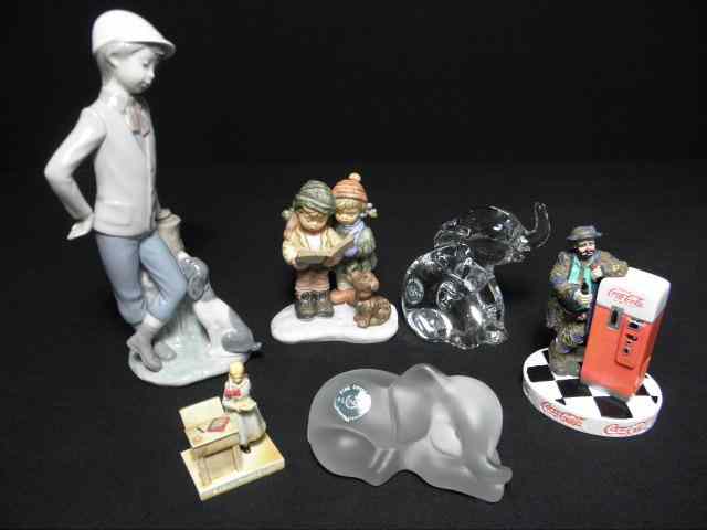 Appraisal: Lot of six assorted porcelain or crystal figurines Includes ''The