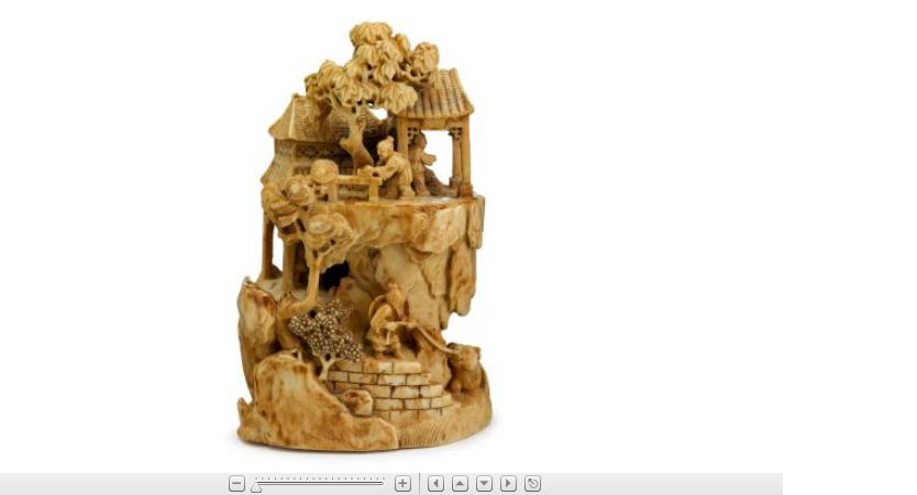 Appraisal: Chinese carved elephant ivory mountaindated Qing dynasty