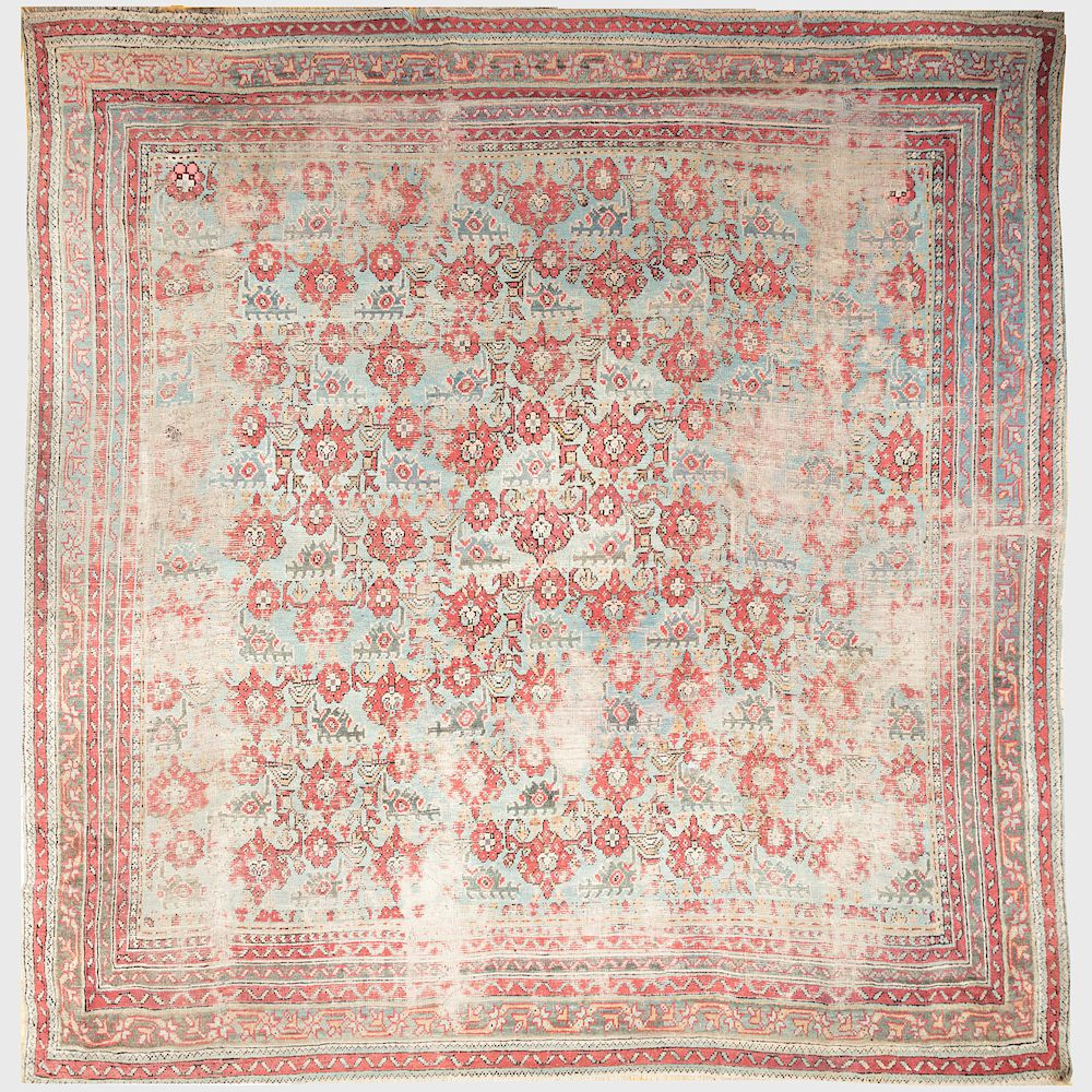 Appraisal: Turkish Oushak Carpet ft in x ft Condition Very worn