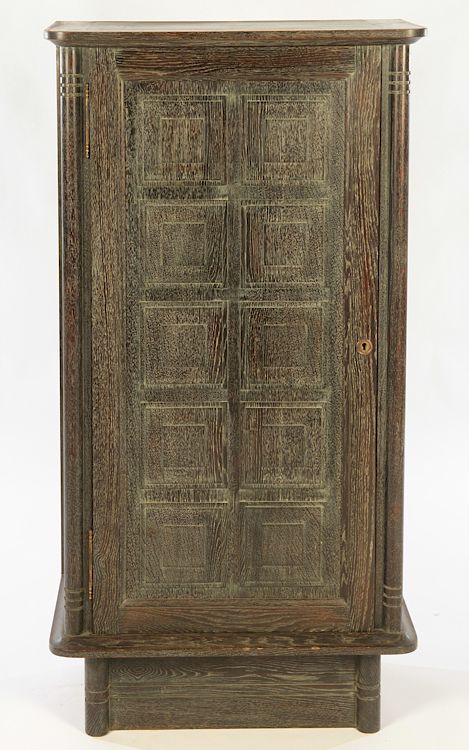 Appraisal: DARK CERUSED OAK FRENCH SINGLE DOOR CABINET A dark cerused