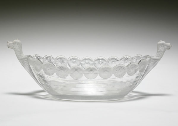 Appraisal: Rare Fenton Crystal Satin Viking boat circa