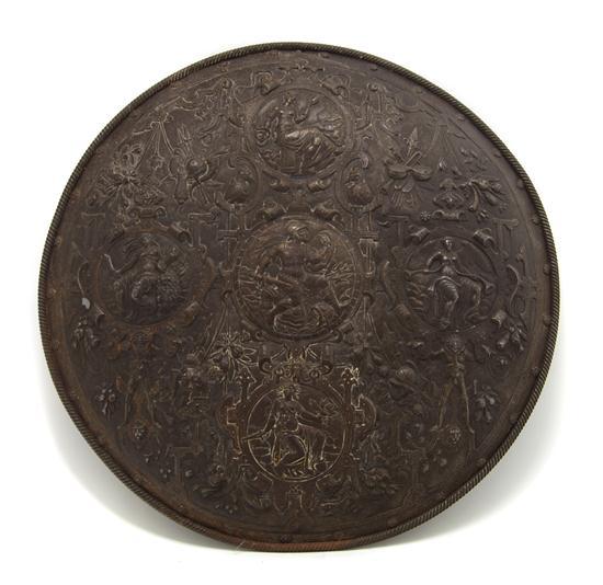 Appraisal: Renaissance Revival Cast Metal Shield of circular form centered with