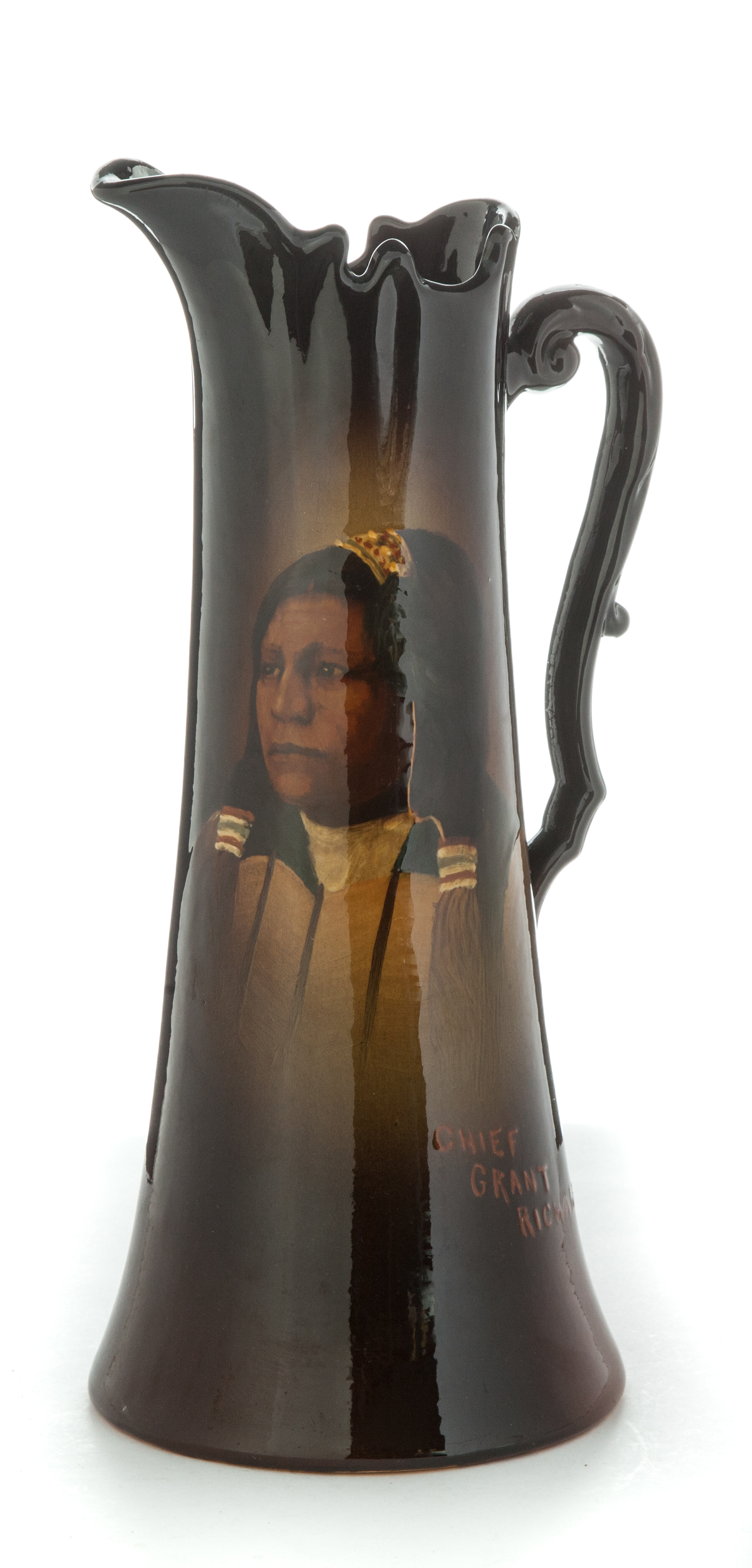 Appraisal: ARTIST SIGNED ROSEVILLE ROZANE TANKARD WITH NATIVE AMERICAN DECORATION Zanesville