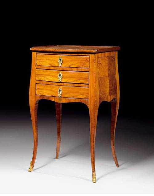 Appraisal: SMALL GUERIDON late Louis XV Paris th century Tulipwood veneer