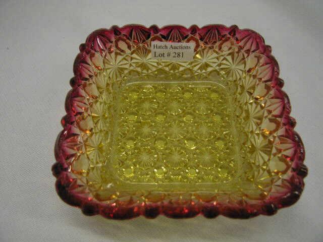 Appraisal: Victorian Amberina Art Glass Bowl daisy button by Hobbs Brockunier