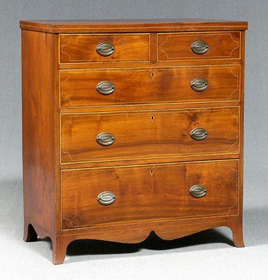 Appraisal: Southern inlaid walnut chest single-board walnut top line inlay with