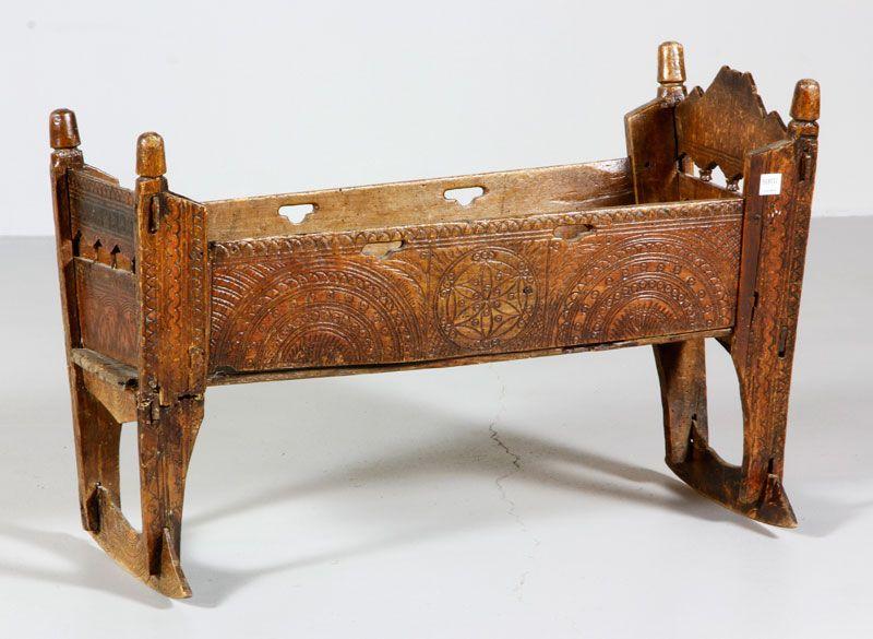 Appraisal: - th th C Wooden Cradle Late th early th