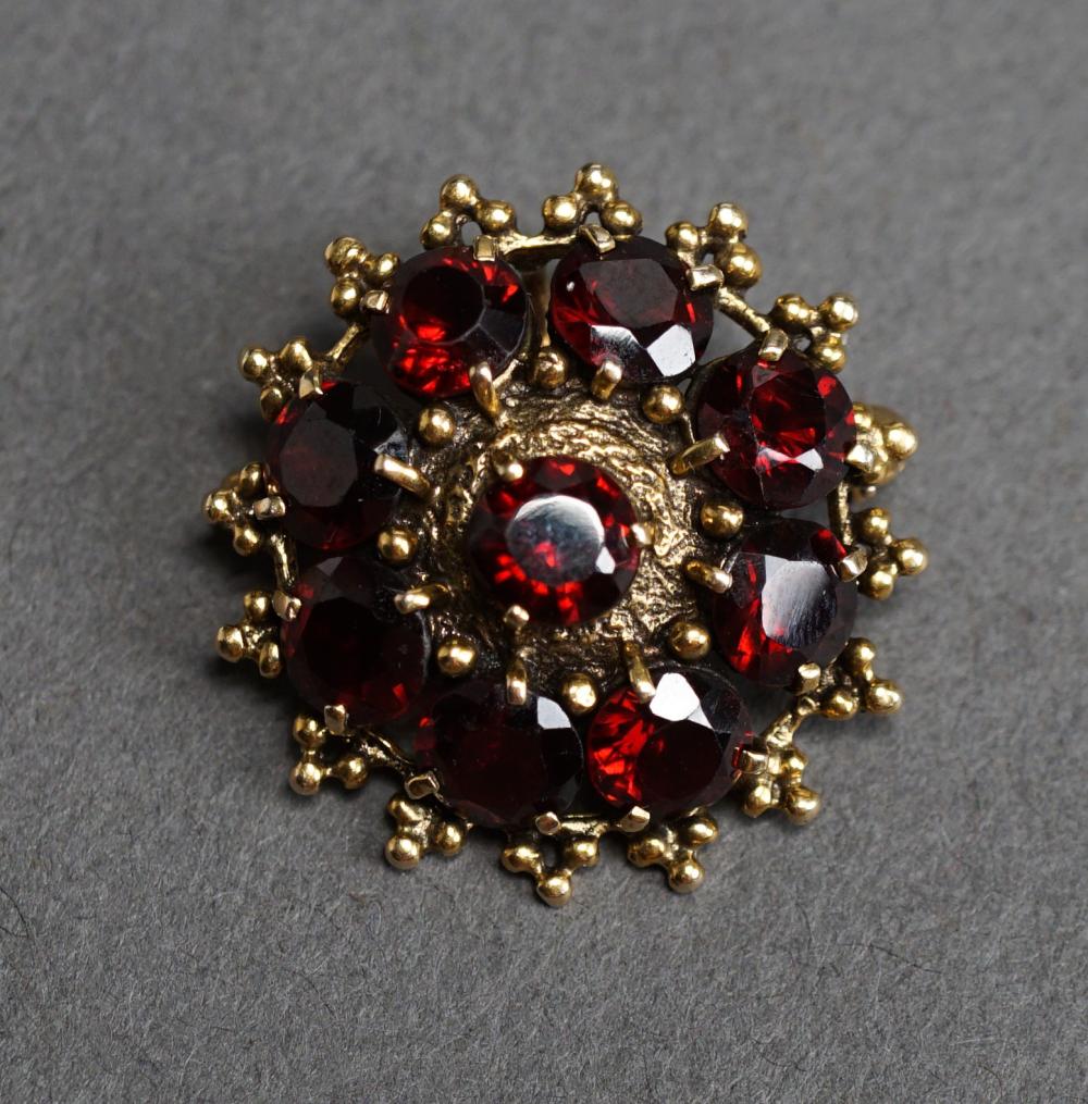 Appraisal: -Karat Yellow-Gold and Garnet Pendant Brooch gross dwt D in