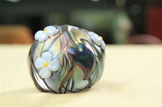 Appraisal: PAPERWEIGHT BY JOSHUA LOTTON Iridescent weight with heart foliate and