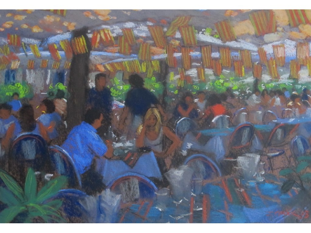 Appraisal: JOHN MACKIE b CAFE TALK - PERPIGNON Pastel signed x