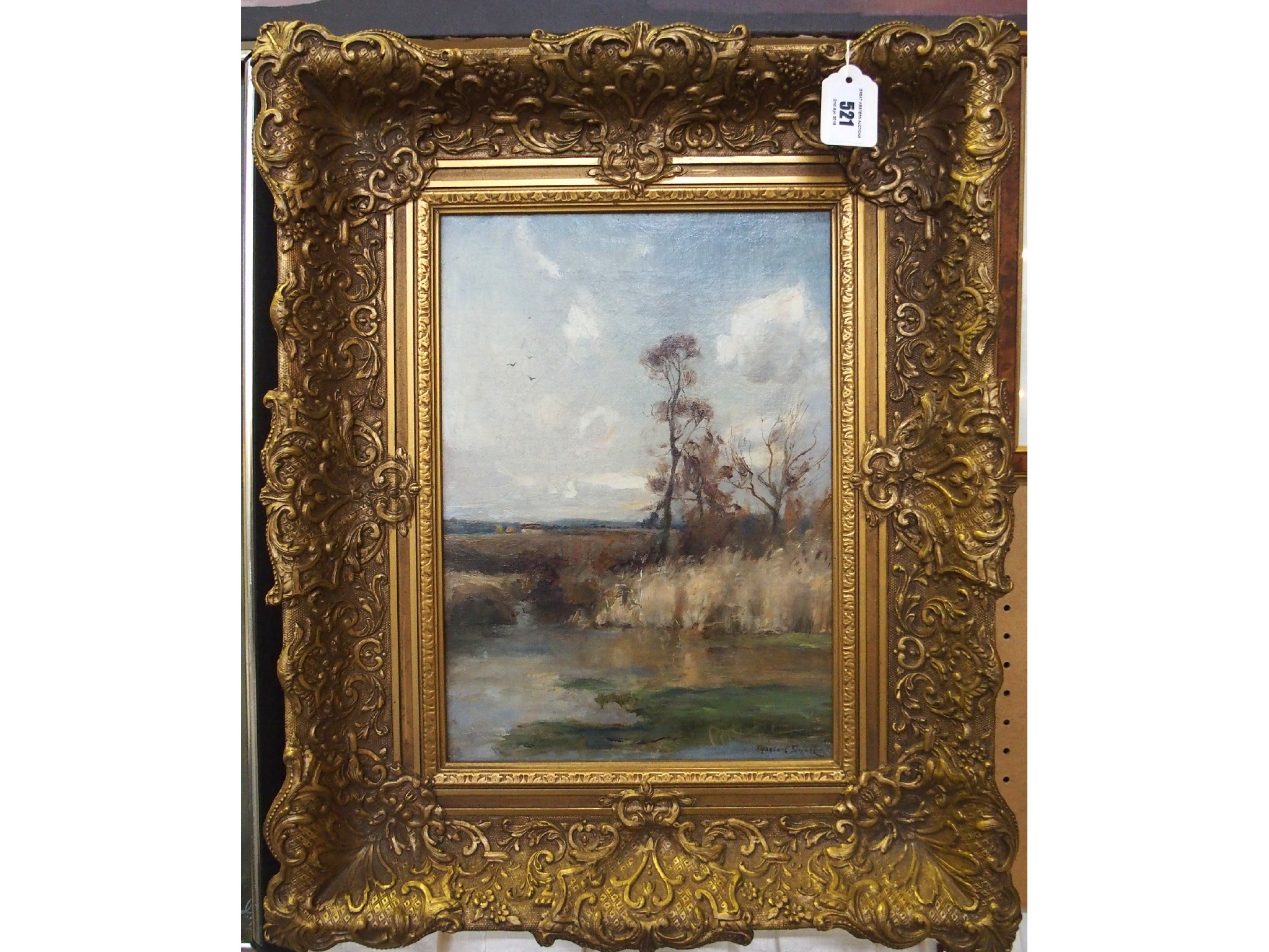 Appraisal: JAMES HERBERT SNELL Reeds by a river signed oil on