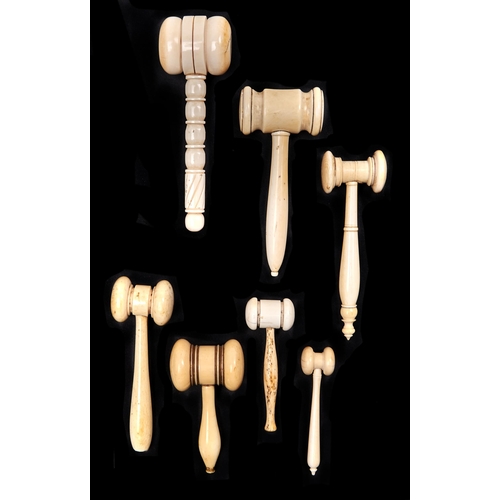 Appraisal: Two ivory and bone auctioneer's gavels and five others of