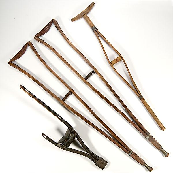 Appraisal: LOT OF CRUTCHES Civil War era Lot of four crutches