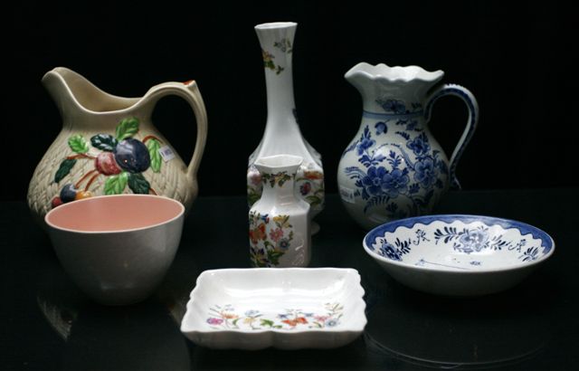 Appraisal: A Delfi blue and white milk jug together with other