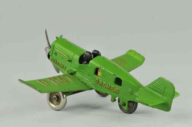 Appraisal: a HUBLEY BREMEN AIRPLANE Cast iron done in green overall