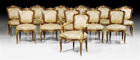 Appraisal: SET OF CHAIRS with armrests Louis XV style in the