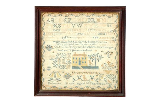 Appraisal: SAMPLER Probably Pennsylvania or New Jersey silk on linen Signed