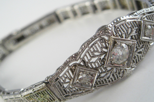 Appraisal: An E th C Gold Filigree Bracelet K marked white