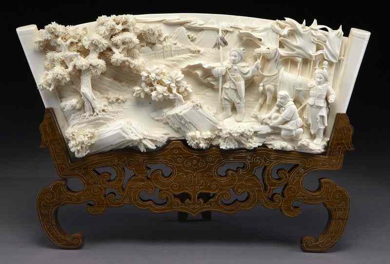 Appraisal: Chinese carved ivory table screen International buyers should note that