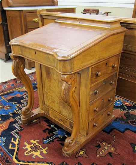 Appraisal: VICTORIAN BURL WALNUT DAVENPORT DESK English th century having a